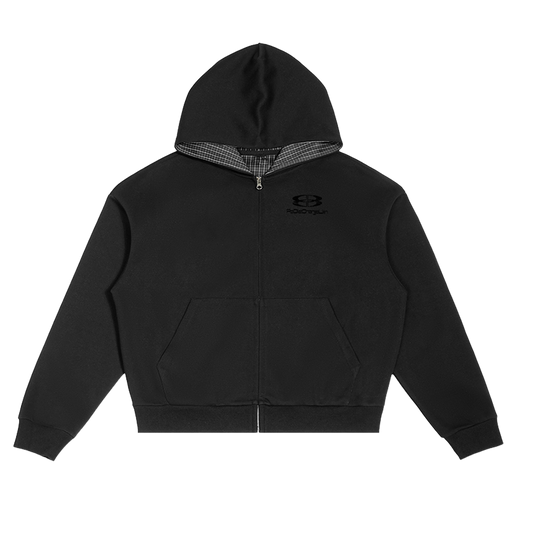 black Contrast Plaid PCL hoodie