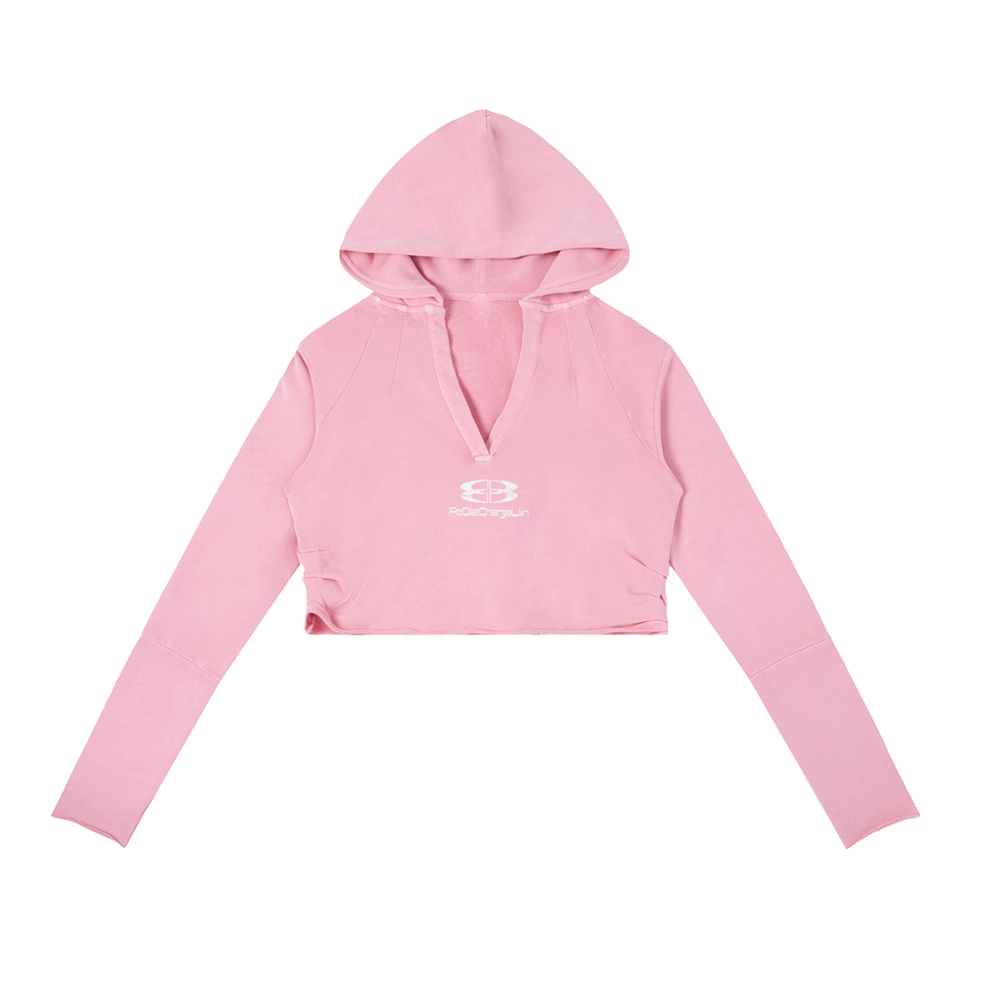 Rose Pink Vintage Washed Raw Edge Hoodie