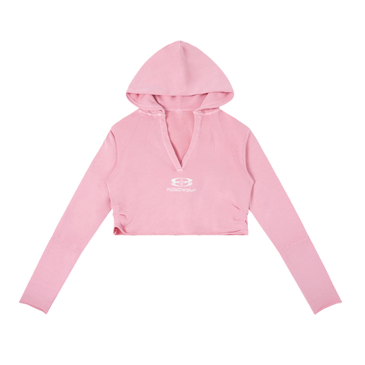 Rose Pink Vintage Washed Raw Edge Hoodie