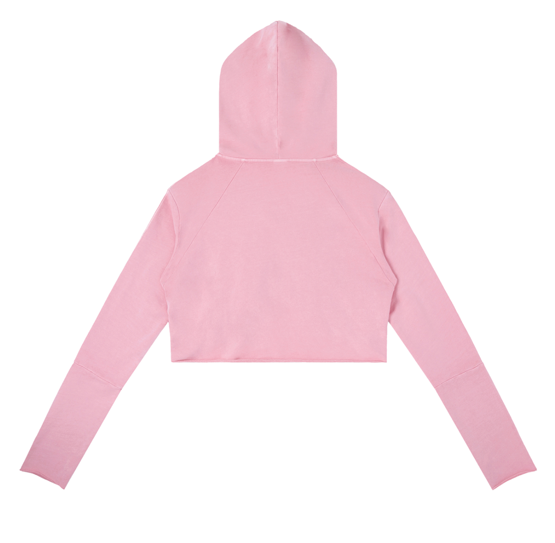 Rose Pink Vintage Washed Raw Edge Hoodie