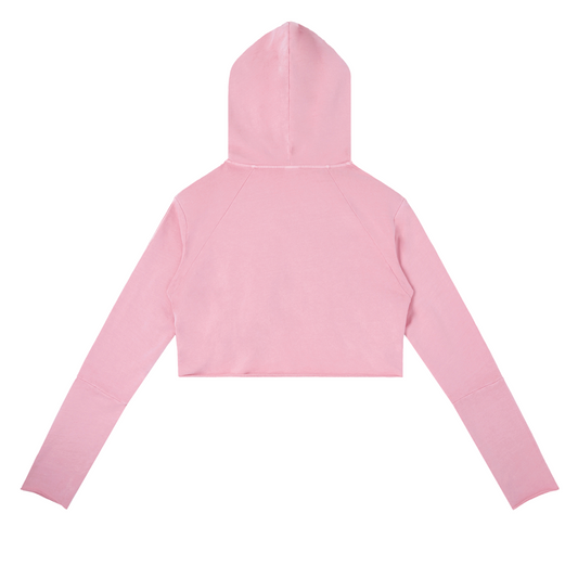 Rose Pink Vintage Washed Raw Edge Hoodie