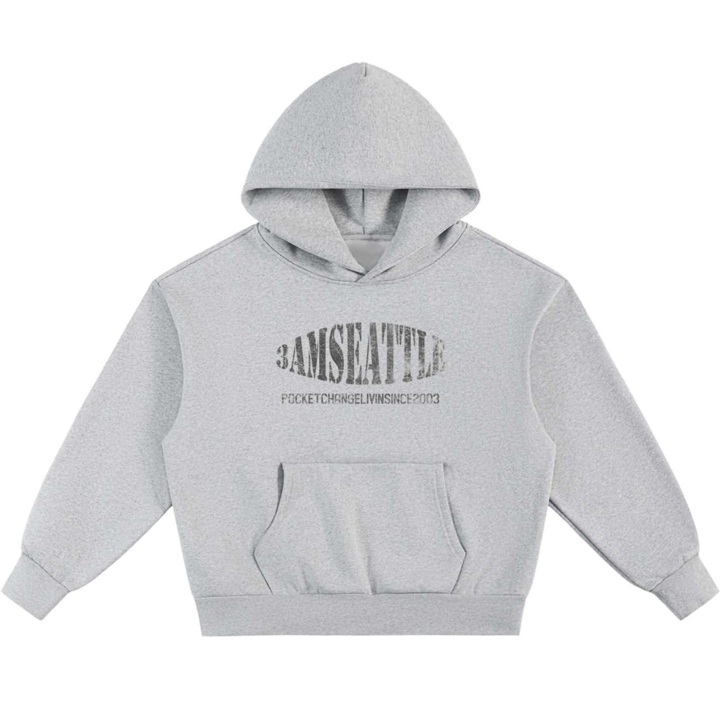 3amseattle Grey Essential 500gsm Fleece Hoodie