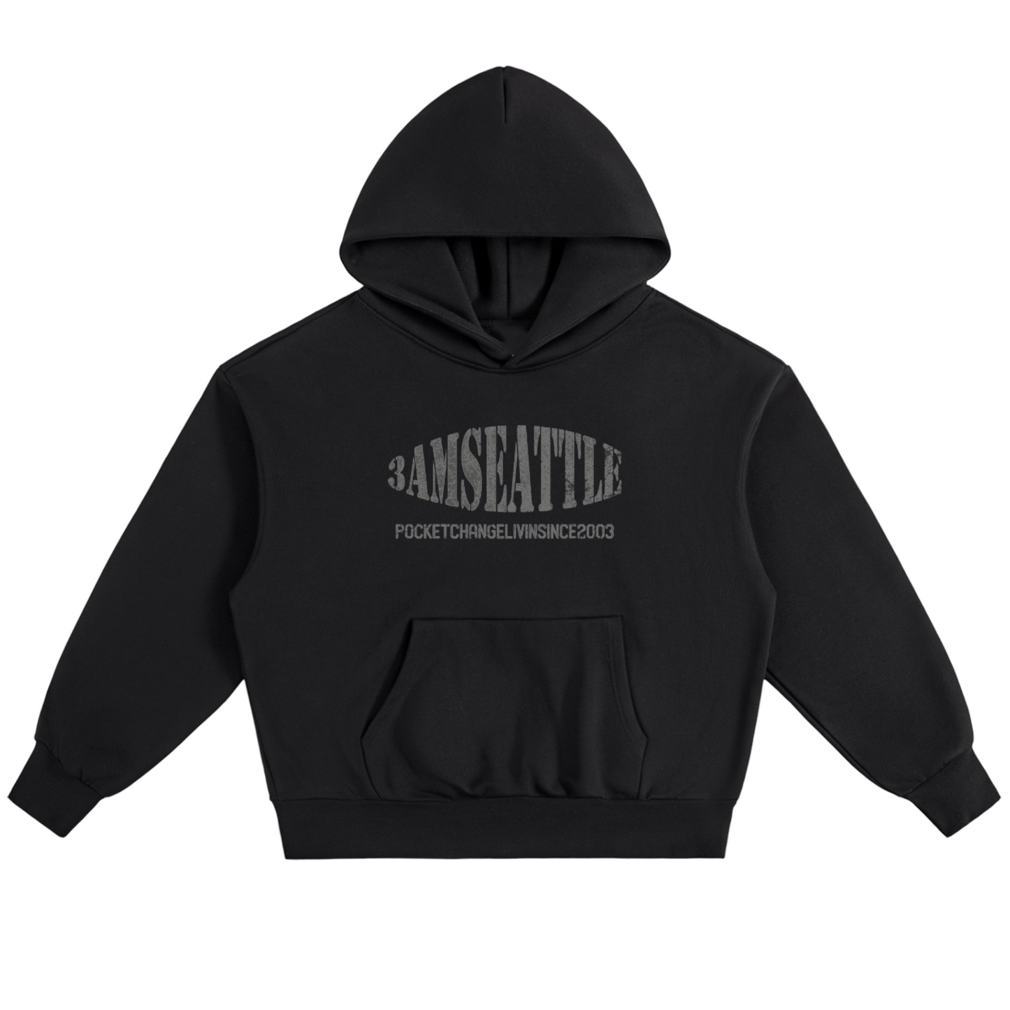 3amseattle Black Essential 500gsm Fleece Hoodie
