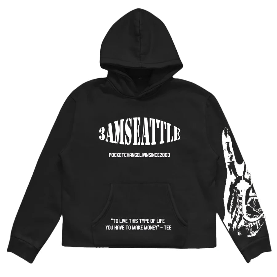 3AMSEATTLE CROPPED HOODIE BLK OG available  June 14th